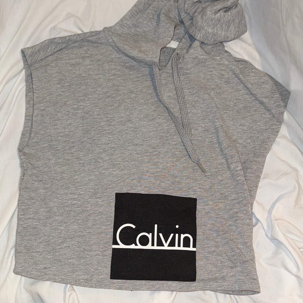 Calvin Klein Gray Sleeveless Hoodie